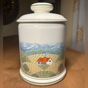 Sangostone Country Cottage Large Canister 8.25"-tall Discontinued Vintage